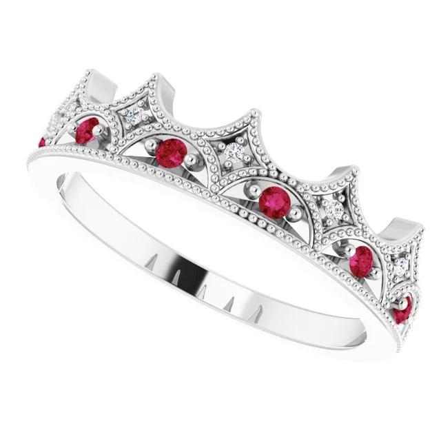 Alliance diamant rubis 0.75 carats couronne femmes bijoux - HarryChadEnt.FR