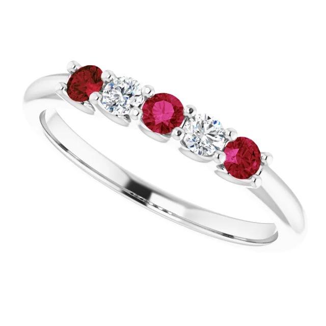 Alliance en diamant 1 carat sertie de griffes en U rubis femme bijoux - HarryChadEnt.FR