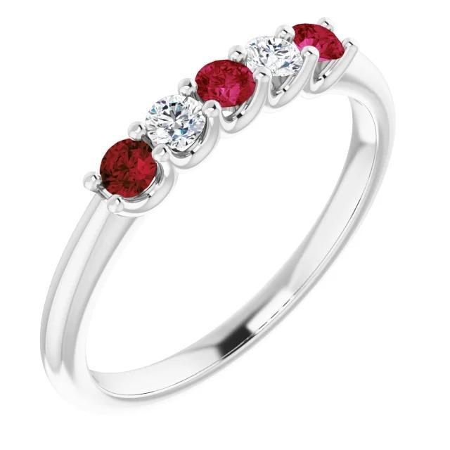 Alliance en diamant 1 carat sertie de griffes en U rubis femme bijoux - HarryChadEnt.FR