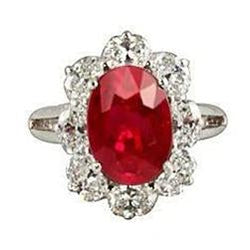 Alliance en or blanc 14K Lady Rubis et diamants 5.90 Carats