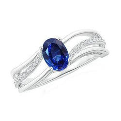 Alliance ovale Sri Lanka bleu saphir diamant 3 carats
