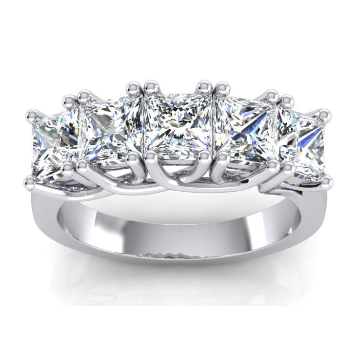 Jonc Cinq Pierres Demi Eternité Princesse Diamant 3 Carats - HarryChadEnt.FR