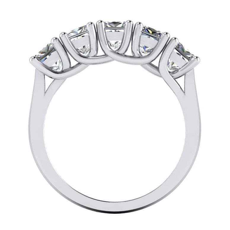 Jonc Cinq Pierres Demi Eternité Princesse Diamant 3 Carats - HarryChadEnt.FR