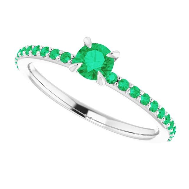 Bague 0.95 Carats Sertissage Griffe Vert Émeraude Colombienne Nouveau - HarryChadEnt.FR