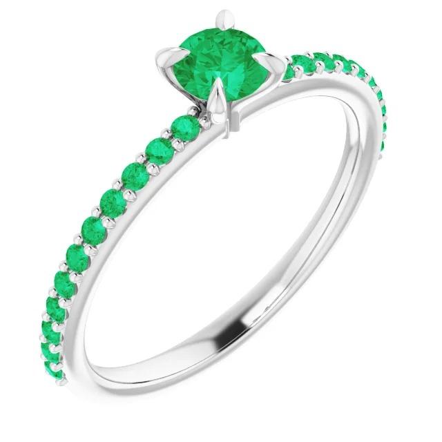 Bague 0.95 Carats Sertissage Griffe Vert Émeraude Colombienne Nouveau - HarryChadEnt.FR