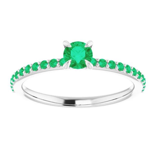 Bague 0.95 Carats Sertissage Griffe Vert Émeraude Colombienne Nouveau - HarryChadEnt.FR