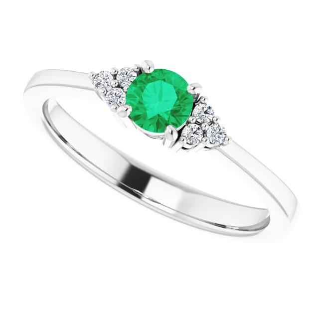 Bague 1 Carat Columbian Vert Emeraude Diamant Accentué Femme Bijoux - HarryChadEnt.FR