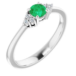 Bague 1 Carat Columbian Vert Emeraude Diamant Accentué Femme Bijoux