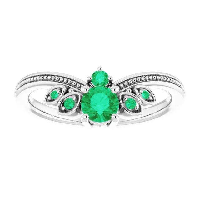 Bague 1 Carat Columbian Vert Émeraude Millgrain Bijoux Neuf - HarryChadEnt.FR