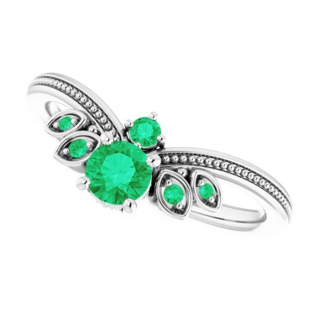 Bague 1 Carat Columbian Vert Émeraude Millgrain Bijoux Neuf - HarryChadEnt.FR
