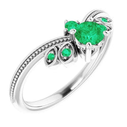 Bague 1 Carat Columbian Vert Émeraude Millgrain Bijoux Neuf