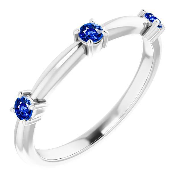 Bague 3 Pierres Anniversaire 0.90 Carats Ceylan Saphir Bijoux Nouveau - HarryChadEnt.FR