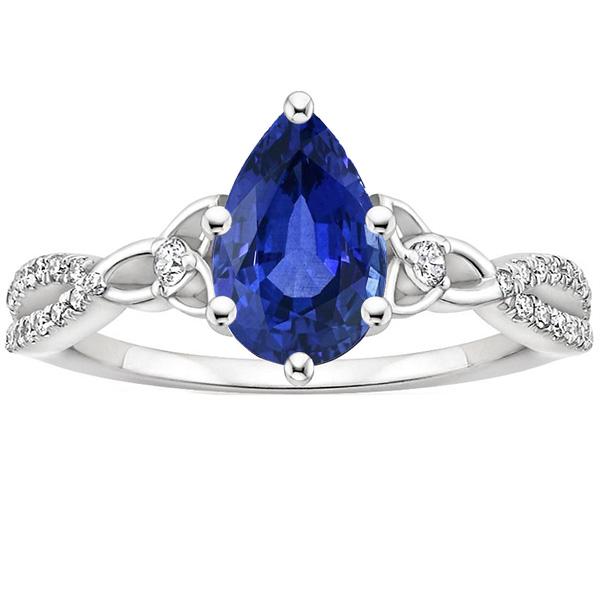 Bague 3 Pierres Saphir de Ceylan & Accents de Diamants Ronds 3.75 Carats - HarryChadEnt.FR