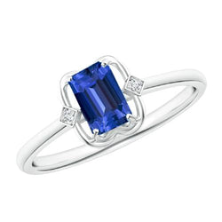 Bague 3 pierres émeraude et saphir sertie de diamants ronds 1.75 carats
