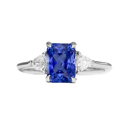Bague 3 pierres en saphir rayonnant pour femme et mille milliards de diamants 2.25 carats