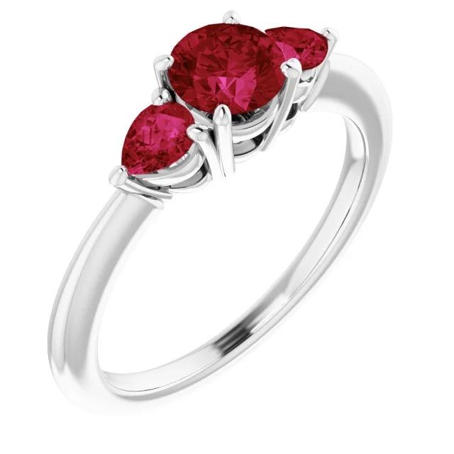 Bague 3 pierres rubis 1.50 carats serti de griffes bijoux pour dames - HarryChadEnt.FR