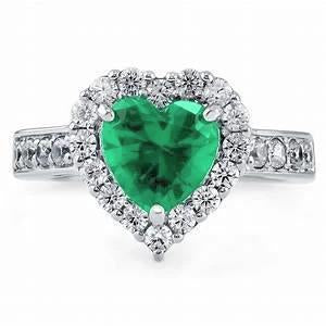 Bague 5 Carats Émeraude Verte Et Diamants Taille Coeur Or Blanc 14K - HarryChadEnt.FR