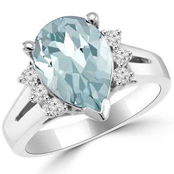 Bague Aigue-marine et diamants 13.25 carats en or blanc 14 carats