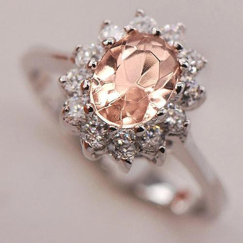 bague anniversaire 11 ct morganite et diamants or blanc 14k