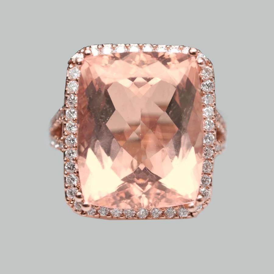 bague anniversaire 17 ct morganite et diamants or rose 14k