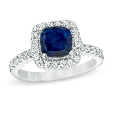 bague anniversaire 3.50 ct saphir bleu avec diamants or blanc 14k