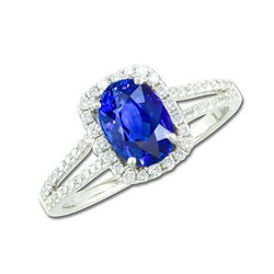 Bague Anniversaire Ceylan Saphir 3.25 Carats Or Blanc 14K