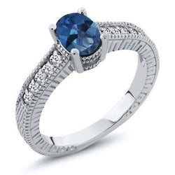 Bague Anniversaire Ceylan Saphir Et Diamants 2 Carats Or Blanc 14K