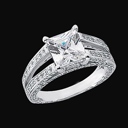 Bague Fantaisie Anniversaire Diamant 3.51 Carat Princesse Diamant Or Blanc - HarryChadEnt.FR