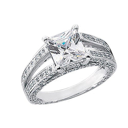 Bague Anniversaire De Luxe En Or Blancà 3,51 Carats De Diamants Princesses