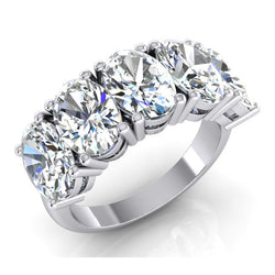 Bague Anniversaire Diamant 5 Pierres Or Ovale Coupe Bijoux 5 Carats