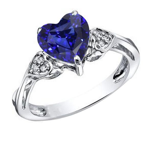 bague anniversaire diamant coeur saphir ceylan 2.50 carats or blanc