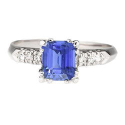 Bague Anniversaire Diamant Emeraude Saphir Bleu Clair 3 Carats