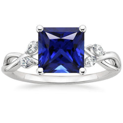 Bague Anniversaire Diamant Marquise & Saphir Bleu Princesse 5.25 Carats
