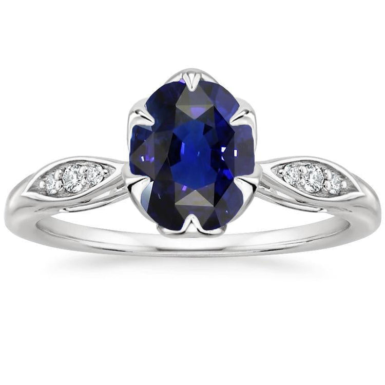 bague anniversaire diamant ovale saphir sri lankais 3.50 carats sertie pavée