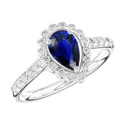 Bague Anniversaire Diamant Poire Ceylan Saphir 4 Carats Bijoux Dames