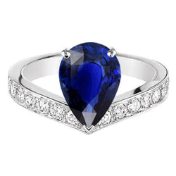 Bague Anniversaire Diamant Poire Ceylan Saphir 4 Carats Bijoux Dames