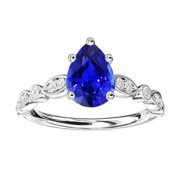bague anniversaire diamant poire saphir sri lankais 2.50 carats