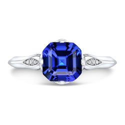 Bague Anniversaire Diamant Rond Saphir Taille Asscher Or 3 Carats 14K