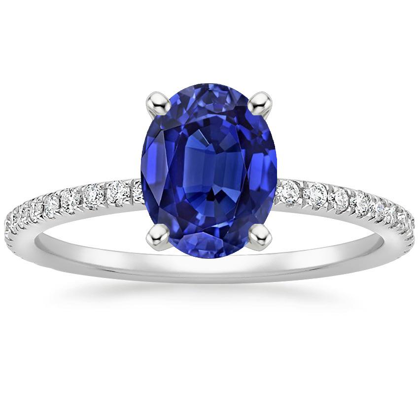 Bague Anniversaire Diamant Saphir Bleu Ovale Avec Accents 5 Carats - HarryChadEnt.FR