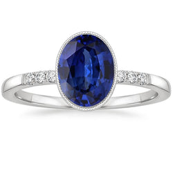Bague Anniversaire Diamant Serti Lunette Saphir Ceylan 3.50 Carats