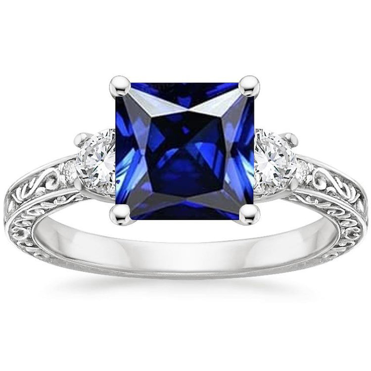 Bague Anniversaire Diamant Style Vintage Ceylan Bleu Saphir 5.25 Carat - HarryChadEnt.FR
