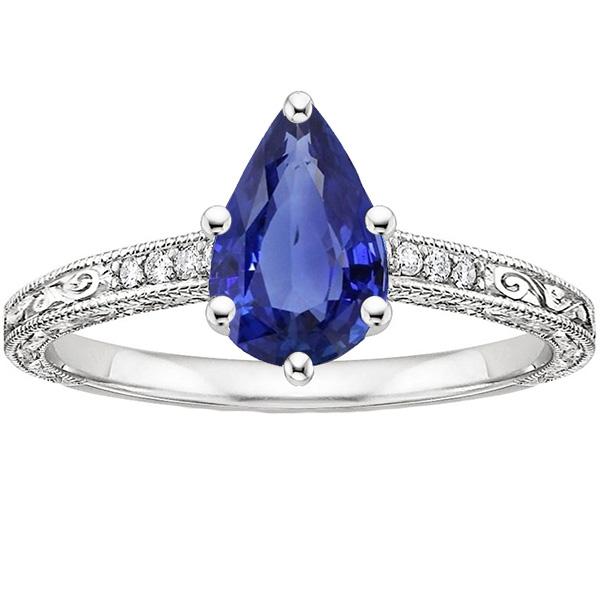Bague Anniversaire Diamant Style Vintage Or Saphir Bleu 4.25 Carats - HarryChadEnt.FR