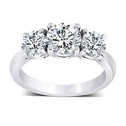 Bague Anniversaire Diamants Ronds 2.01 Carats Trois Pierres Nouveau