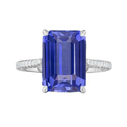 Bague Anniversaire Emeraude Saphir & Diamant 4 Carats Tige Conique