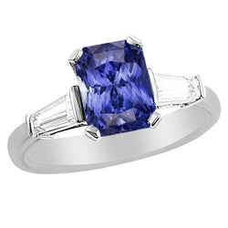 Bague Anniversaire Femme 3 Carats Baguette Diamants Ceylan Saphir