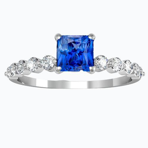 Bague Anniversaire Femme Diamant Radiant Saphir Bleu Profond 2 Carats - HarryChadEnt.FR