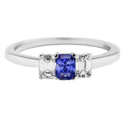 Bague Anniversaire Femme Diamant Taille Radiant Saphir Ceylan 1.50 Carats