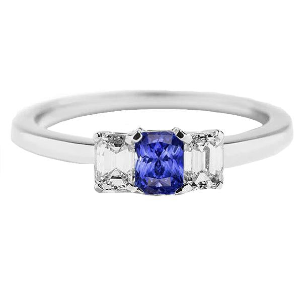 Bague Anniversaire Femme Diamant Taille Radiant Saphir Ceylan 1.50 Carats - HarryChadEnt.FR