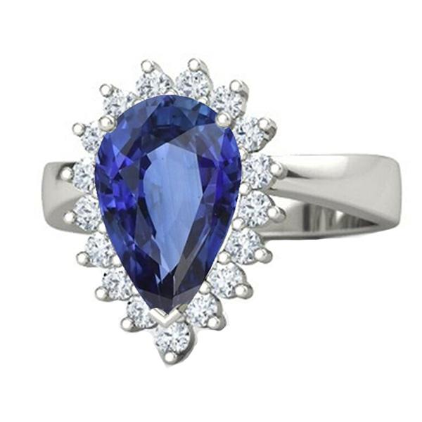 Bague Anniversaire Femme Halo Style Fleur Saphir Ceylan 5 Carats - HarryChadEnt.FR