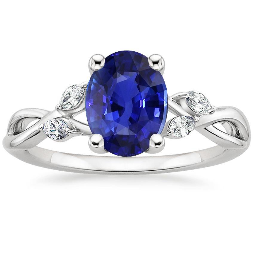 Bague Anniversaire Femme Saphir Bleu & Accents Marquise 2.50 Carats - HarryChadEnt.FR